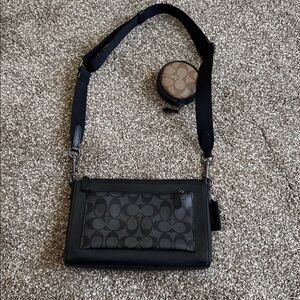 Coach Black and Brown Crossbody Bag with Pouch